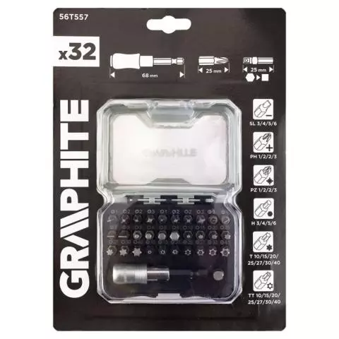 Zestaw bitów 25 mm, z uchwytem magnetycznym 68 mm, 32 szt