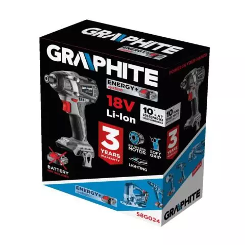 Zakrętarka udarowa akumulatorowa bezszczotkowa Energy+ 18V, Li-Ion, bez  akumulatora 58G024 Dobra Cena | Sklep Online - Fixero GRAPHITE | Sklep  Fixero