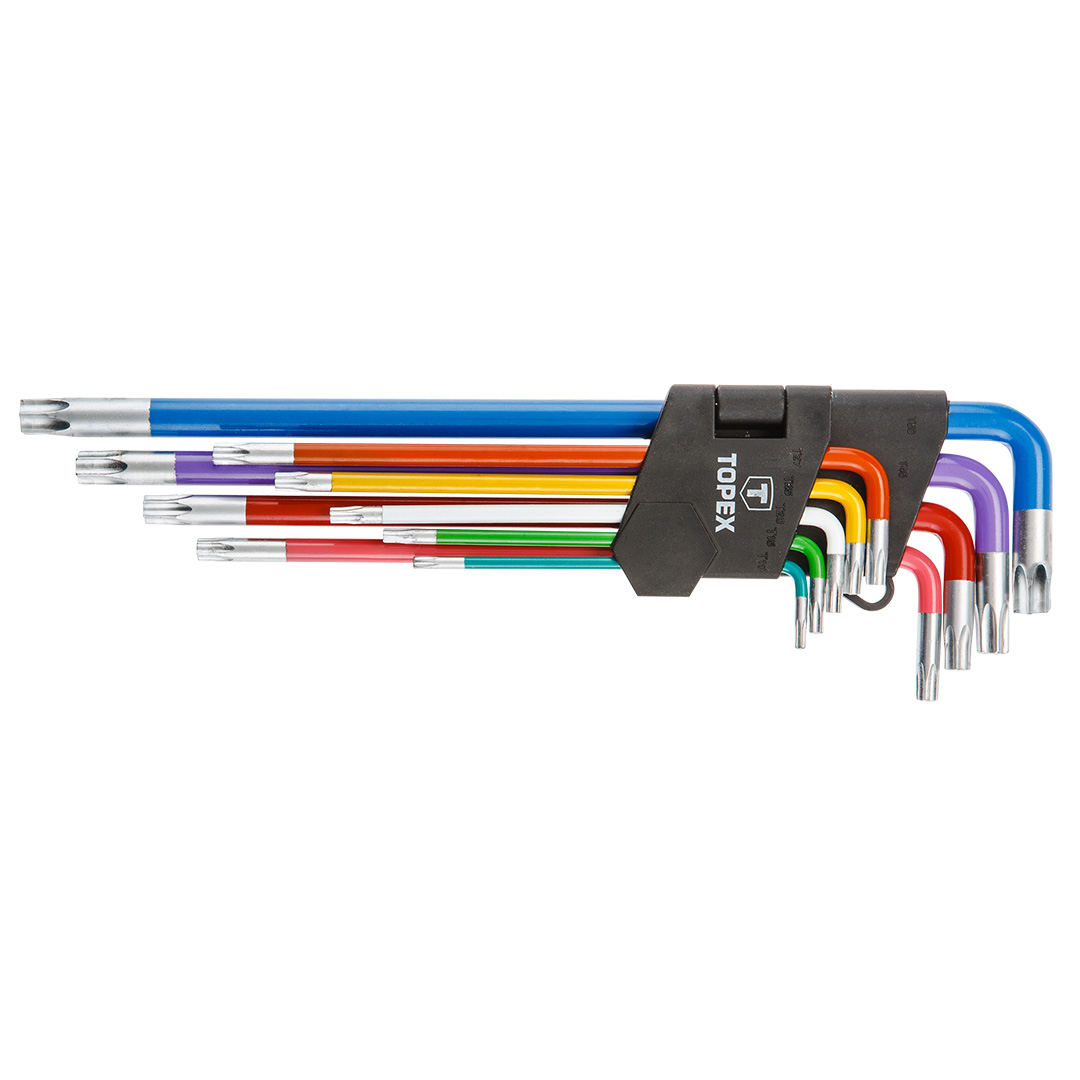 Klucze Torx T10-50, zestaw 9 szt., kolorowe 09-518 Dobra