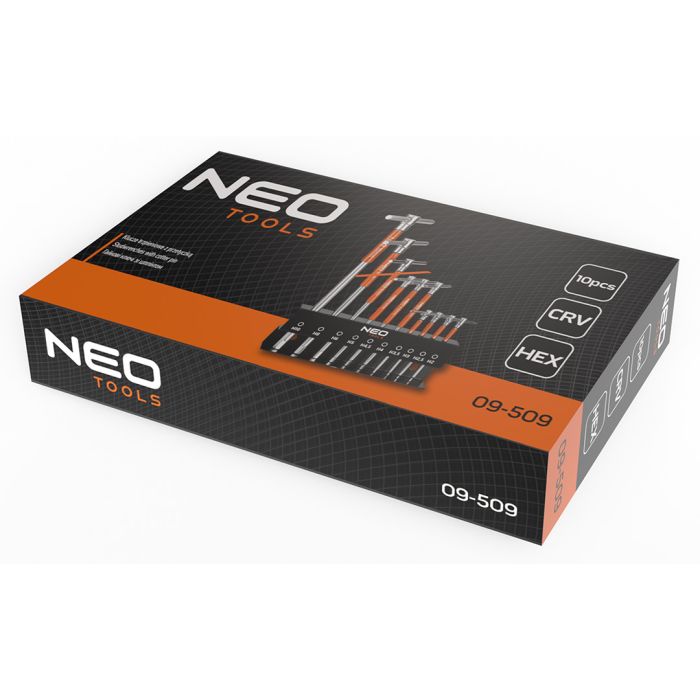 Klucze trzpieniowe z przetyczką 2-10 mm, zestaw 10 szt. w stojaku