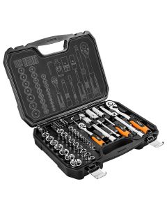 Klucze nasadowe 1/2", 1/4", zestaw 73 szt., CrV 08-673