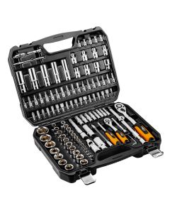 Klucze nasadowe 1/4", 1/2", zestaw 111 szt., CrV 08-910