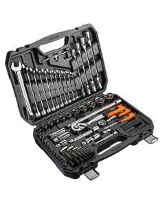 Klucze nasadowe 1/4", 1/2", zestaw 77 szt., CrV 08-915