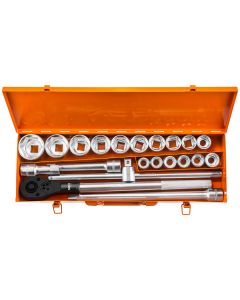 Klucze nasadowe 3/4", zestaw 21 szt. 08-061