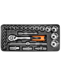 Klucze nasadowe 1/2", zestaw 27 szt., wkładka 84-238