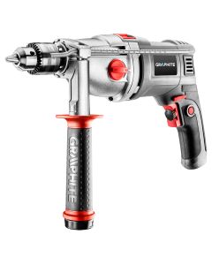 Wiertarka udarowa dwubiegowa 1050W, uchwyt kluczykowy 13 mm, obroty I: 1100, II: 3000 min⁻¹, walizka 58G722