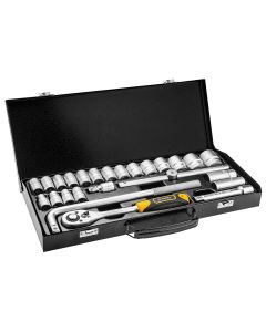 Klucze nasadowe 1/2", metalowa walizka, zestaw 25 szt. 38D850