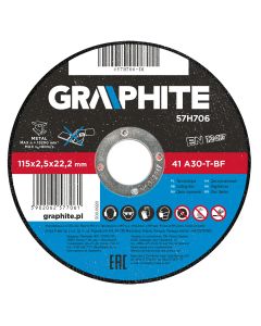 Tarcza tnąca do metalu 115 x 2.5 x 22.2 mm, 41 A30-T-BF 57H706