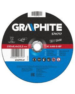 Tarcza szlifierska do metalu 230 x 6.4 x 22.2 mm, 27 A24-S-BF 57H717