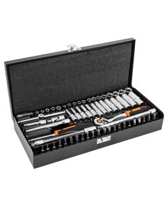 Zestaw kluczy nasadowych 1/4", 63 szt., CrV 10-008