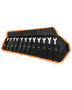 Klucze płasko-oczkowe z grzechotką i przełącznikiem, zestaw 12 szt., 8 - 19 mm, miękkie etui 09-345