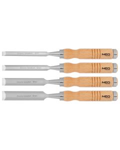 Dłuta 6, 12, 18, 24 mm, zestaw 4 szt., uchwyt drewniany 37-800