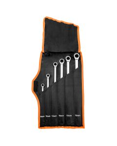 Klucze oczkowe z grzechotką, długie, zestaw 6 szt., 8 - 19 mm, miękkie etui 09-370