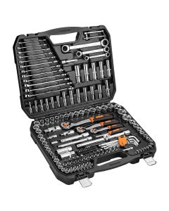 Klucze nasadowe 1/4", 3/8", 1/2", zestaw 156 szt., CrV 10-072