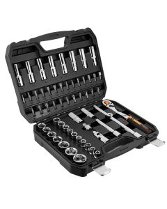 Zestaw kluczy nasadowych 1/2", 58 szt., CrV 10-042