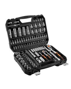 Zestaw kluczy nasadowych 1/2", 1/4", 110 szt., CrV 10-066