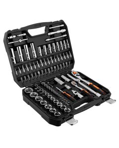 Zestaw kluczy nasadowych 1/2", 1/4", 94 szt., CrV 10-062