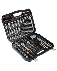 Zestaw kluczy nasadowych 1/2", 3/8", 1/4", 219 szt., CrV 10-076