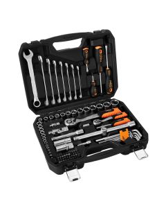 Zestaw kluczy nasadowych 1/2", 1/4", 100 szt., satynowy 10-206