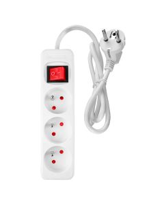 Przedłużacz listwowy 1.5 m, 3 x 1.5 mm2, 3G, biały, ON/OFF 90-176