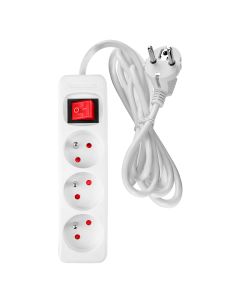 Przedłużacz listwowy 5 m, 3 x 1.5 mm2, 3G, biały, ON/OFF 90-180