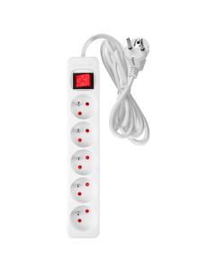Przedłużacz listwowy 5 m, 3 x 1.5 mm2, 5G, biały, ON/OFF 90-181