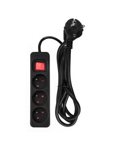 Przedłużacz listwowy 1.5 m, 3 x 1.5 mm2, 3G, czarny, ON/OFF 90-182