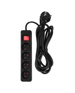 Przedłużacz listwowy 3 m, 3 x 1.5 mm2, 4G, czarny, ON/OFF 90-185