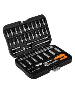 Zestaw kluczy nasadowych 1/4", 55 szt., satynowy 10-201