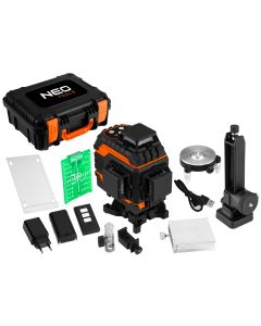 Laser 3D, 16 linii, zielony, walizka, tarcza celownicza, magnetyczny uchwyt, ładowarka 75-141