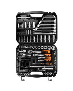 Zestaw kluczy nasadowych 1/2", 3/8", 1/4", 216 szt. , satynowy 10-216