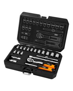 Zestaw kluczy nasadowych 1/4", 20 szt., satynowy 10-230