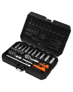 Zestaw kluczy nasadowych 1/4", 23 szt., satynowy 10-231