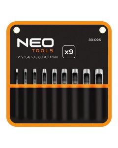 Zestaw 9 przebijaków, średnica 2,5-10 mm, oxford pouch 33-095