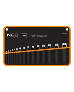 Zestaw 15 przebijaków, średnica 2-22 mm, oxford pouch 33-096