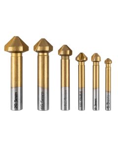 Wiertła fazujące stożkowe pogłębiacze TiN, 6.3 - 20.5 mm, zestaw 6 szt. 54T427