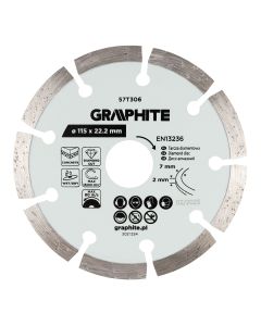 Tarcza diamentowa do cięcia segmentowa, 115 x 22.2 mm, na sucho i mokro 57T306