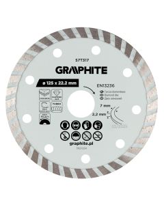 Tarcza diamentowa do cięcia turbo, 125 x 22.22 mm, na sucho 57T317