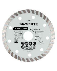 Tarcza diamentowa do cięcia turbo, 115 x 22.22 mm, na sucho 57T315