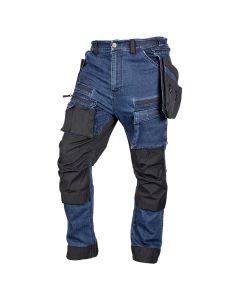 Spodnie robocze DENIM, wzmocnienia Cordura, odpinane kieszenie kaburowe, granatowe, rozmiar XXL 81-361-1-XXL