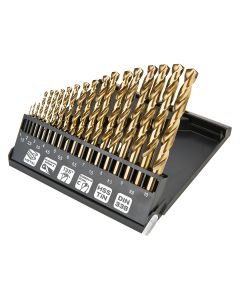 Wiertła do metalu HSS-TiN 1.0-10.0 mm, zestaw 19 szt. 57-199
