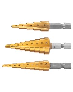 Zestaw wierteł stopniowych HSS TiN, 3-20 mm, Hex, 3 szt. 08-948