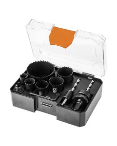 Otwornice bi-metalowe Co8% (19, 25, 30, 35, 40, 68 mm), zestaw 9 el. 57-921