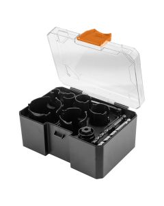 Otwornice stalowe z ostrzem z węglika spiekanego (20, 25, 30, 38, 40, 68 mm), zestaw 11 el. 57-923