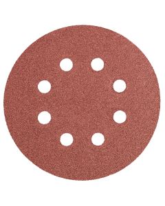 Krążki ścierne na rzep 125 mm, P100, 5 szt., z 8 otworami 55-942