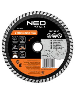 Tarcza diamentowa 180 x 22.2 mm, turbo wave 57-636