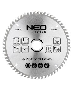 Tarcza do pilarki, widiowa, 250 x 30 mm, 100 zębów, do aluminium 55-611