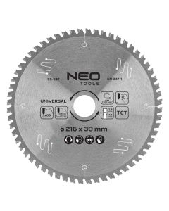 Tarcza do pilarki, widiowa, 216 x 30 mm, 60 zębów, uniwersalna 55-547