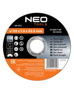 Tarcze tnące do metalu 115 x 1.0 x 22.2 mm, 41 A60-T-BF, 10 sztuk folia 55-577