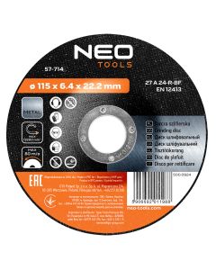 Tarcza szlifierska do metalu 115 x 6.4 x 22.2 mm, 27 A24-R-BF 57-714